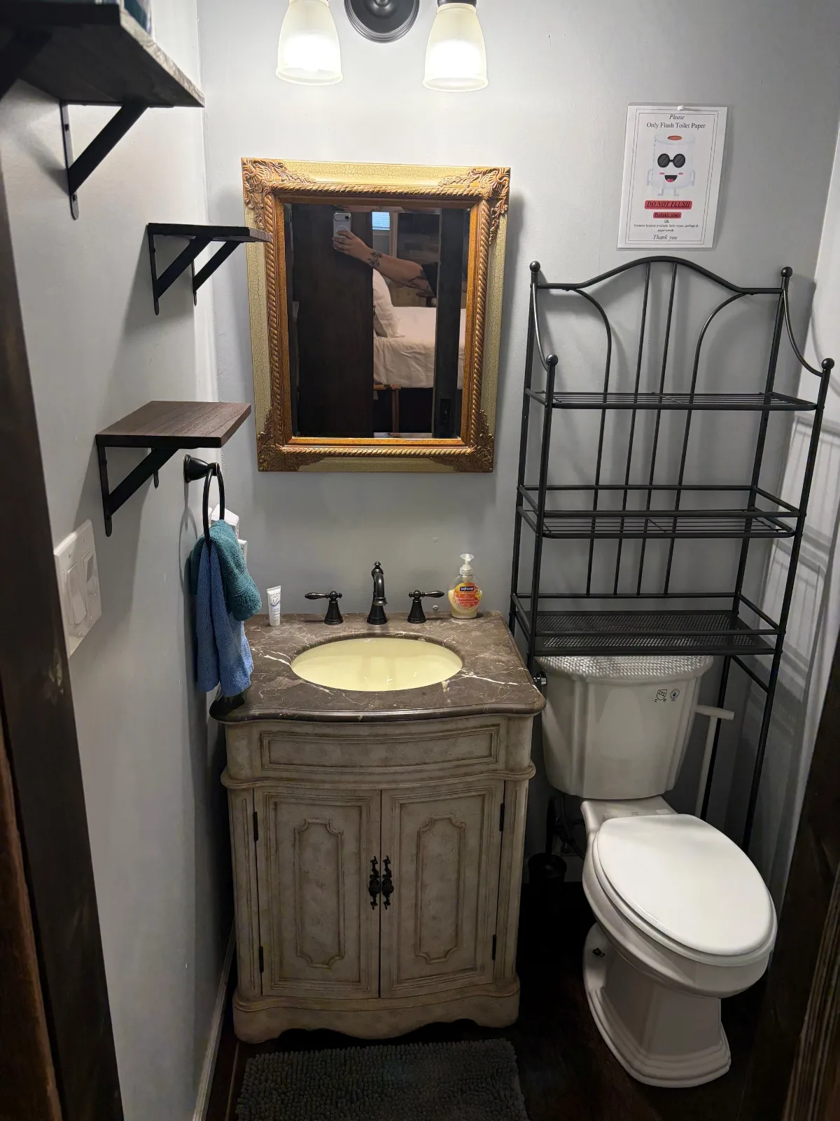 The vanity and bathroom in Cabin 2